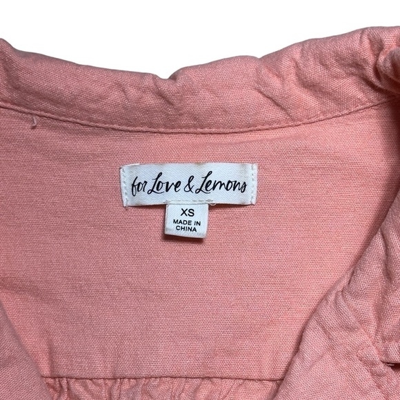 For Love & Lemons Pink Millie Linen Blend Romper in Mango US XS - Picture 5 of 9